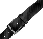 Czarny pasek męski skórzany tłoczony w pasy — Rovicky