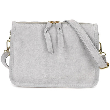 Jasnoszara torebka skórzana kuferek listonoszka