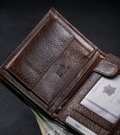 Klasyczny portfel męski pionowy z naturalnej skóry z technologią RFID — Rovicky