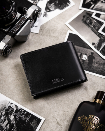 Zestaw męski na prezent: poziomy portfel, etui na karty i brelok