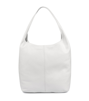 Biała Torebka Damska Duża Skórzana Worek