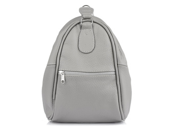 Mały plecak damski i torebka. Skóra naturalna. Jasny Szary