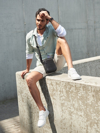 Skórzana saszetka męska torba na ramię listonoszka 