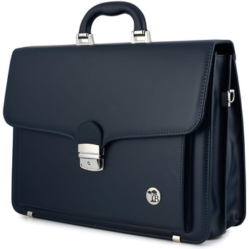 Biznesowa granatowa aktówka na dokumenty A4  - do ręki lub na ramię