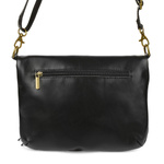 Czarna Torebka Listonoszka ze skóry z klapą na suwak