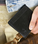 Duży czarny portfel męski skórzany Rovicky vintage