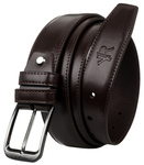 Brązowy pasek męski ze skóry naturalnej licowej — Rovicky