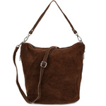 Brązowa torebka listonoszka na ramię zamszowa skóra