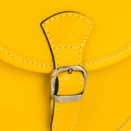 Żółta Beltimore Damska Skórzana Mała Torebka Listonoszka podkówka K68