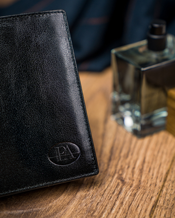 Miejski portfel męski bez zapięcia, skóra naturalna licowa, RFID Stop — Pierre Andreus