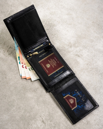 Zestaw męski na prezent: poziomy portfel, etui na karty i brelok