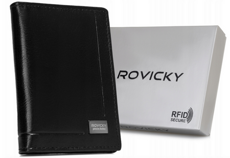 Małe i cienkie etui na karty - skórzane czarne. Ochrona RFID