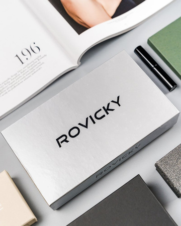 Portfel damski w kształcie piórnika z bawolej skóry naturalnej, RFID - Rovicky