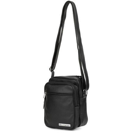Czarna skórzana torba męska na ramię listonoszka