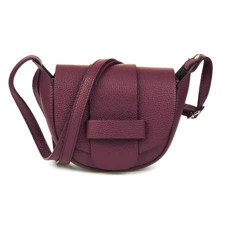 Burgund skórzana torebka listonoszka podkowa