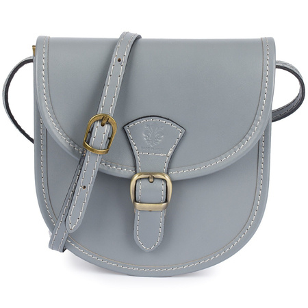 Jasno szara Beltimore Damska Skórzana Mała Torebka Listonoszka podkówka K68