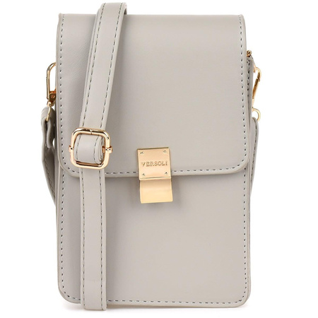 Szara torebka na telefon - mini listonoszka z ekoskóry