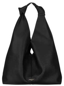 Stylowa duża damska torebka-worek z eko skóry CZARNA. A4.