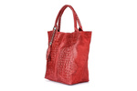 Czerwona torebka skórzana duża croco - worek