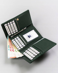 Portfel damski zielony lakierowany. Skóra naturalna. RFID