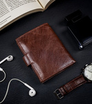 Klasyczny, zapinany portfel męski pionowy z naturalnej skóry z technologią RFID - Rovicky