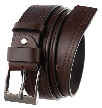 Brązowy pasek męski skóra naturalna klamra Rovicky