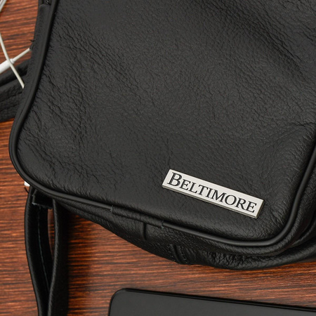 Czarna skórzana torba męska na ramię listonoszka