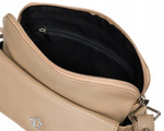 Mała torebka damska listonoszka skórzana Beżowa. Suwak.