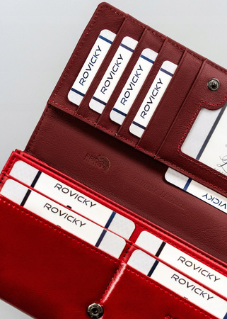 Elegancki, klasyczny czerwony portfel damski