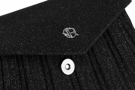 Mała torebka kuferek - czarna, wieczorowa z łańcuszkiem i rączką