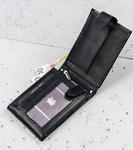 Duży, skórzany portfel męski poziomy z zapięciem, ochrona RFID — Cavaldi