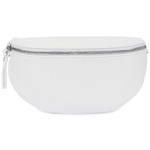 Biała saszetka skórzana damska nerka z paskiem