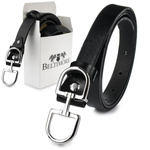 Czarny pasek damski skórzany ze srebrną klamrą wąski 1,8 cm