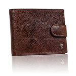 Klasyczny, zapinany portfel męski poziomy z naturalnej skóry z technologią RFID - Rovicky