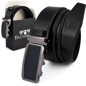 BELTIMORE pasek męski skórzany klamra automat czarny A21 czarny 105 cm