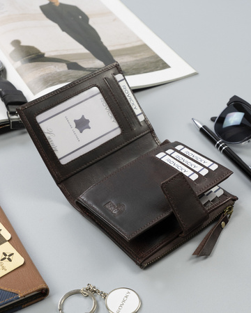 Skórzany portfel męski w stylu retro — Rovicky