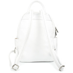 Duży plecak damski skórzany A4 Biały. Kieszenie na suwak.