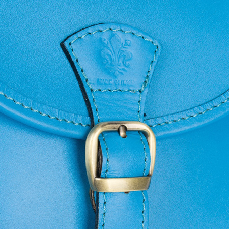 Malutka torebka damska skórzana listonoszka - niebieska