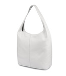 Biała Torebka Damska Duża Skórzana Worek