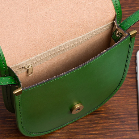 Malutka torebka damska ZIELONA skórzana listonoszka