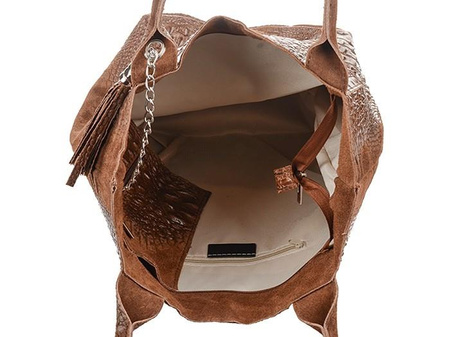 Czarna torebka skórzana duża croco - worek