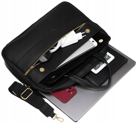 Elegancka Torba na laptopa Damska. Czarna