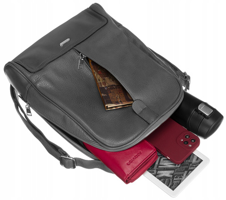 Plecak damski miejski A4. Szary z eko skóry.