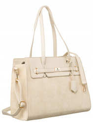 Wygodna torebka damska beżowa skóra ekologiczna - A4 - Peterson