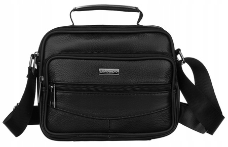 Mała Listonoszka Męska - Skórzana torba na ramię, pozioma