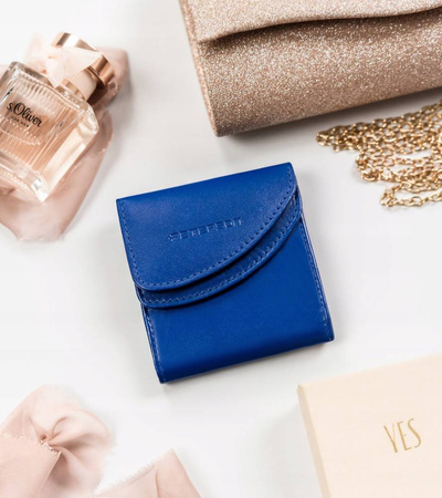 Malutki portfel damski skórzany - niebieski