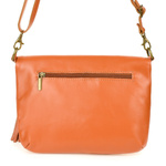 Camelowa Torebka Listonoszka ze skóry z klapą na suwak