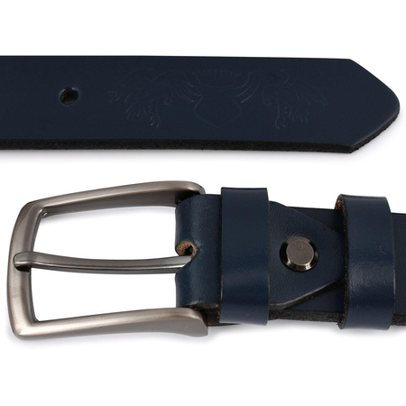 Beltimore skórzany pasek męski granatowy wąski