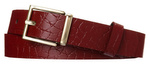 Skórzany pasek ze złotą klamrą damski wężowy Do spodni. Czerwony