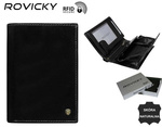 Elegancki skórzany portfel męski. Czarny. Ochrona RFID